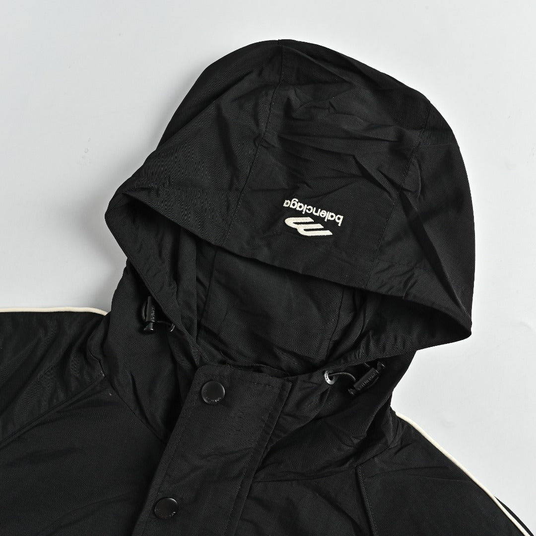 Balenciaga Side Woven Tape Chest 3M Embroidered Hooded Zip-Up Jacket