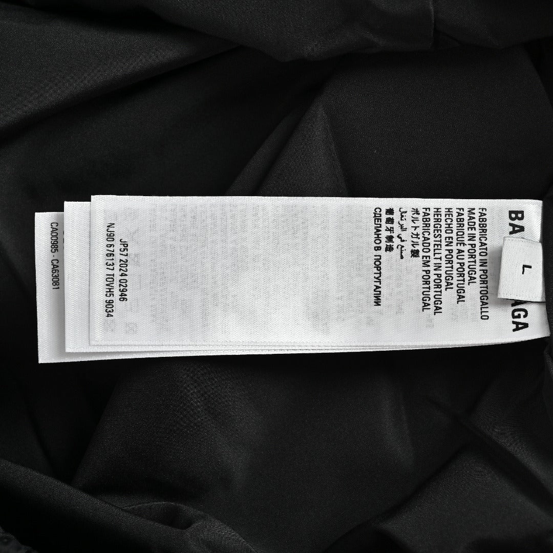 Balenciaga Side Woven Tape Chest 3M Embroidered Hooded Zip-Up Jacket