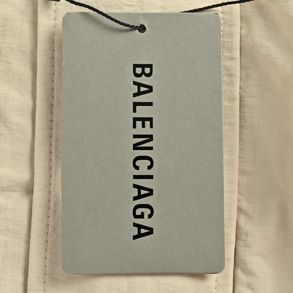 Balenciaga Side Woven Tape Chest 3M Embroidered Hooded Zip-Up Jacket — Ecru