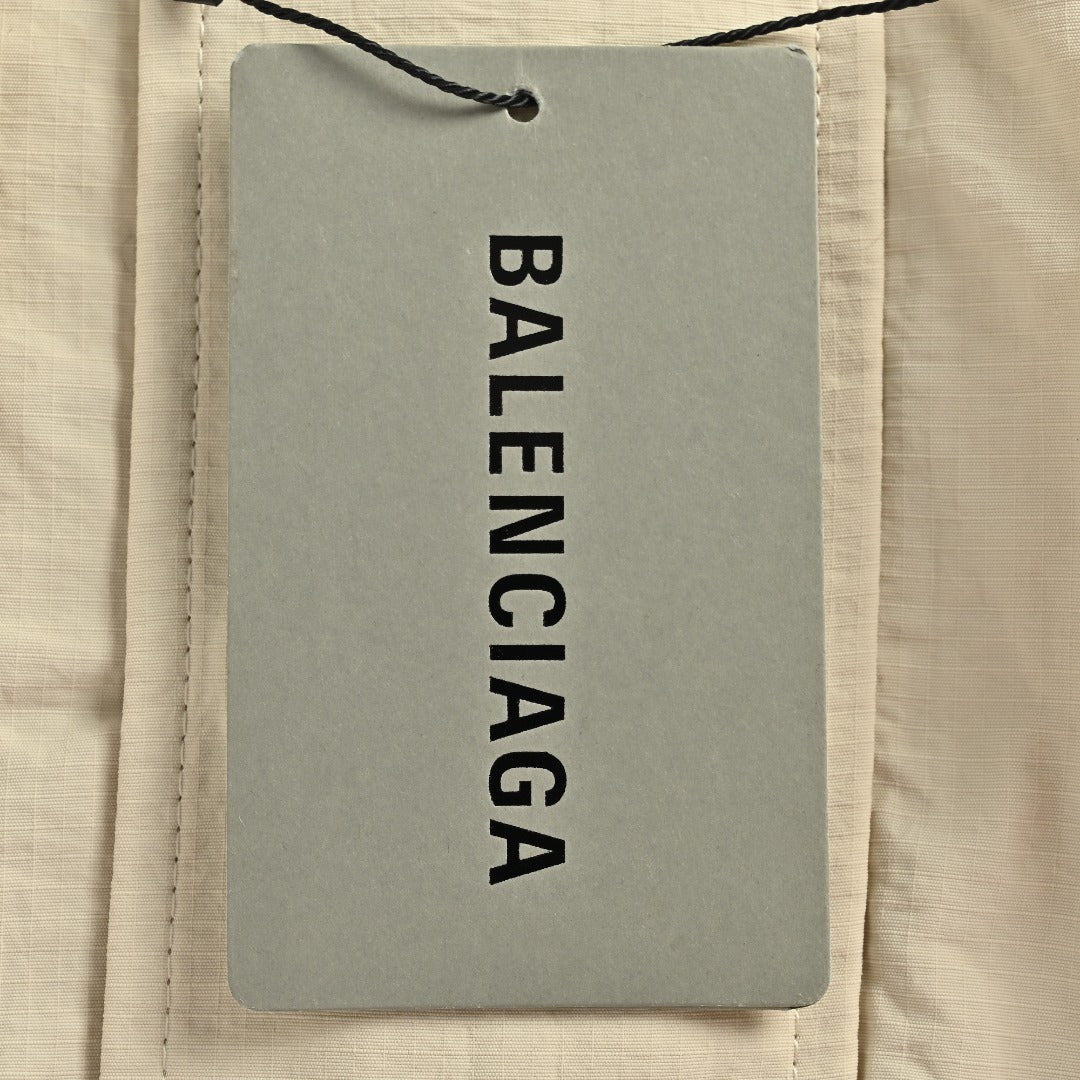 Balenciaga Side Woven Tape Chest 3M Embroidered Hooded Zip-Up Jacket — Ecru