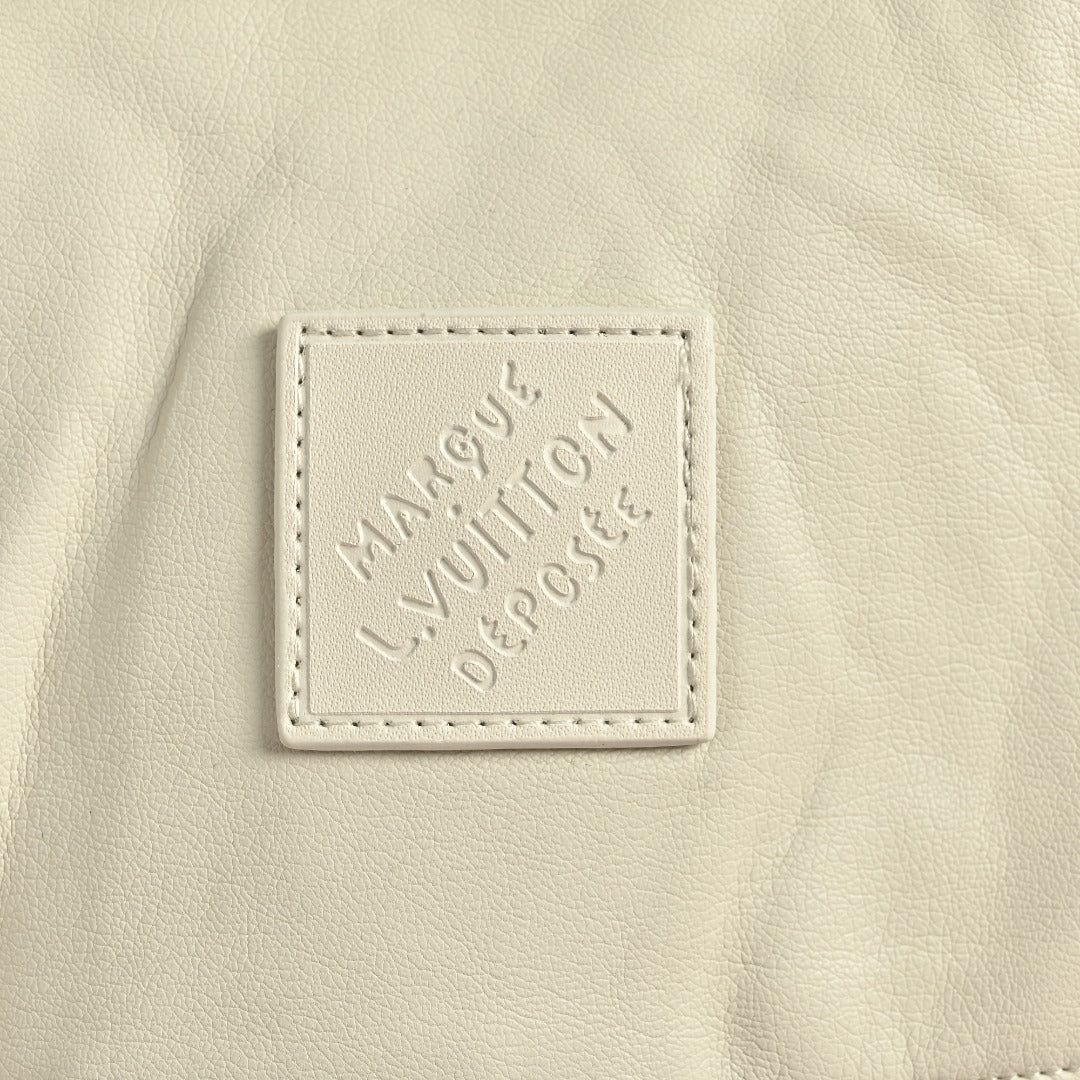Louis Vuitton 26FW Mixed Leather Embroidered Logo Button-Down Shirt Jacket