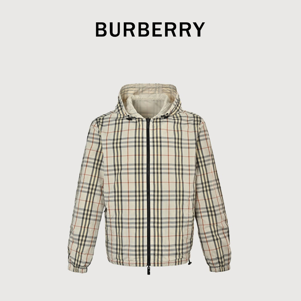 Burberry BBR Vintage Check Reversible Hooded Zip-Up Jacket