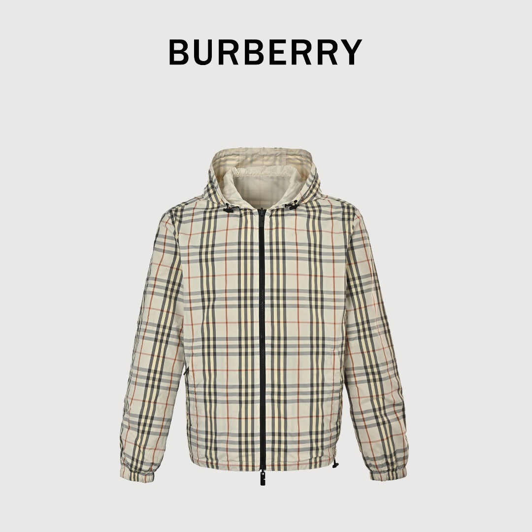Burberry BBR Vintage Check Reversible Hooded Zip-Up Jacket