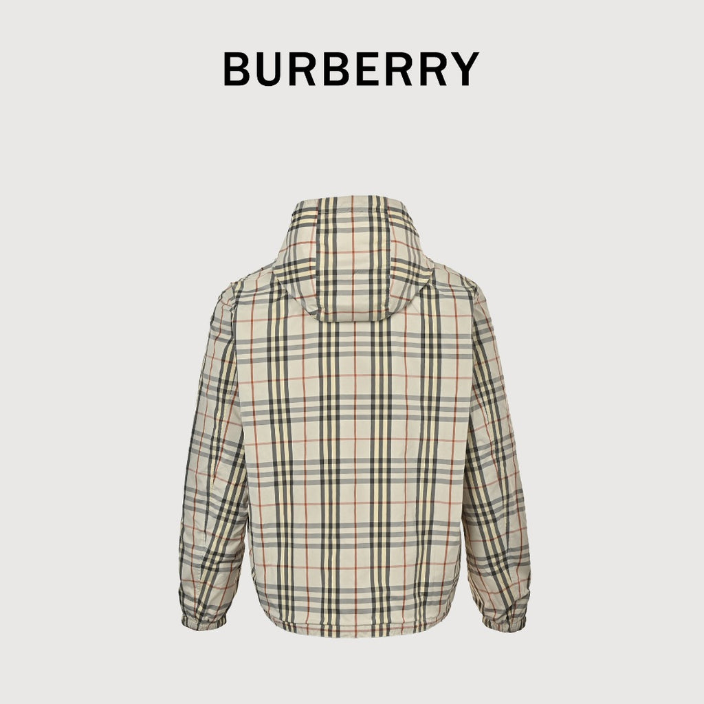 Burberry BBR Vintage Check Reversible Hooded Zip-Up Jacket