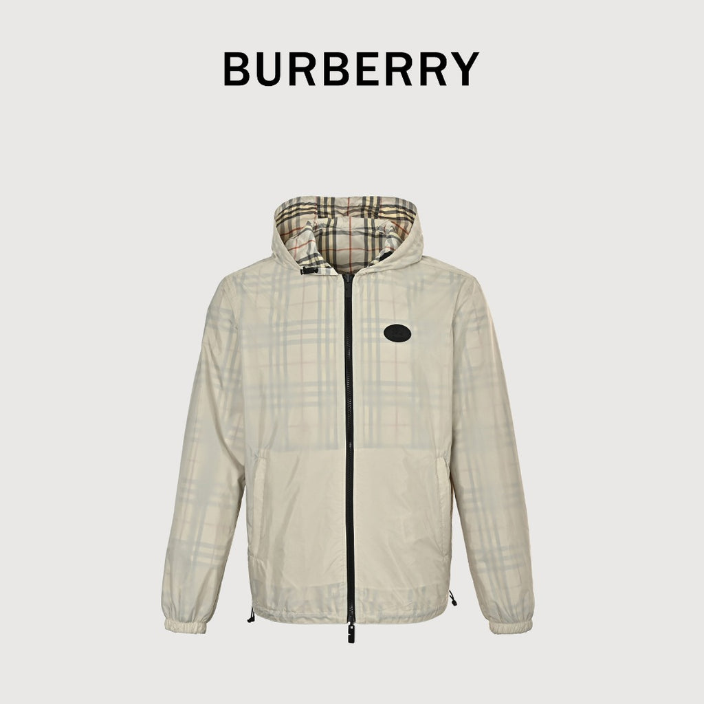 Burberry BBR Vintage Check Reversible Hooded Zip-Up Jacket