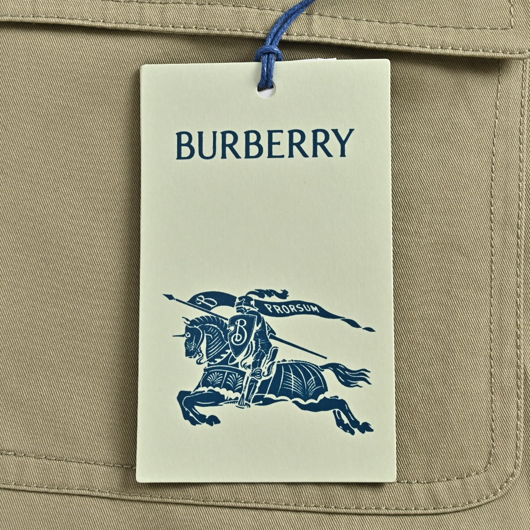 Burberry BBR Leather Collar Equestrian Emblem Cargo Pocket Workwear Jacket