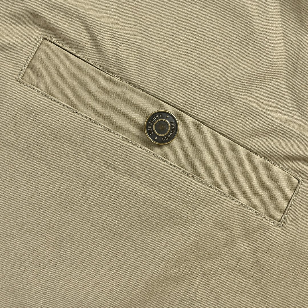 Burberry BBR Leather Collar Equestrian Emblem Cargo Pocket Workwear Jacket