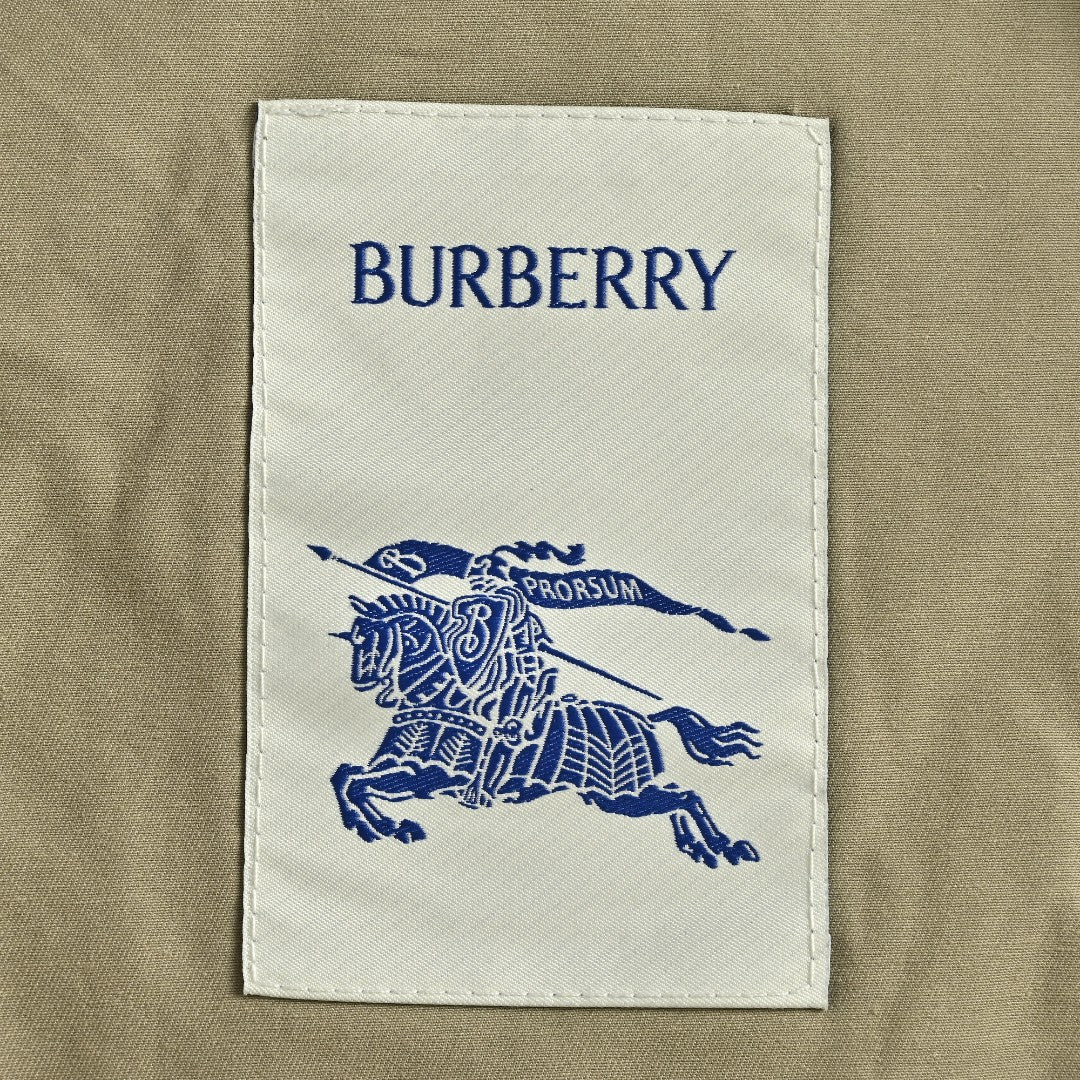 Burberry BBR Leather Collar Equestrian Emblem Cargo Pocket Workwear Jacket