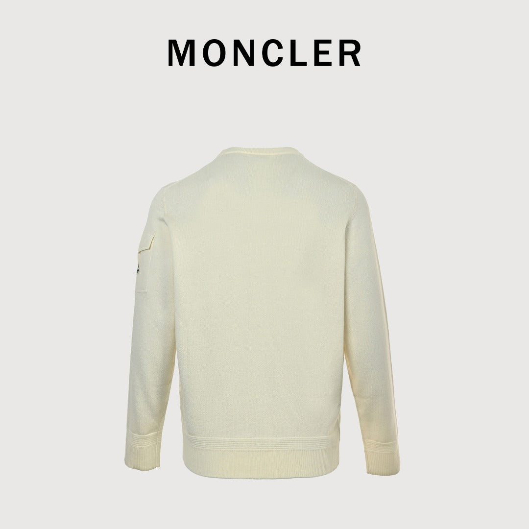 Moncler MC Sleeve Zip Pocket Two-Tone Crew Neck Sweatshirt