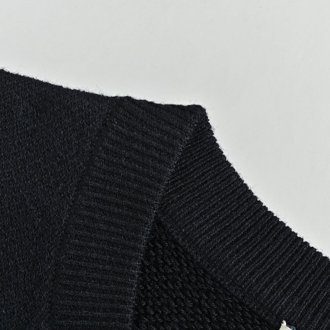 Moncler MC Sleeve Zip Pocket Two-Tone Crew Neck Sweatshirt — Black