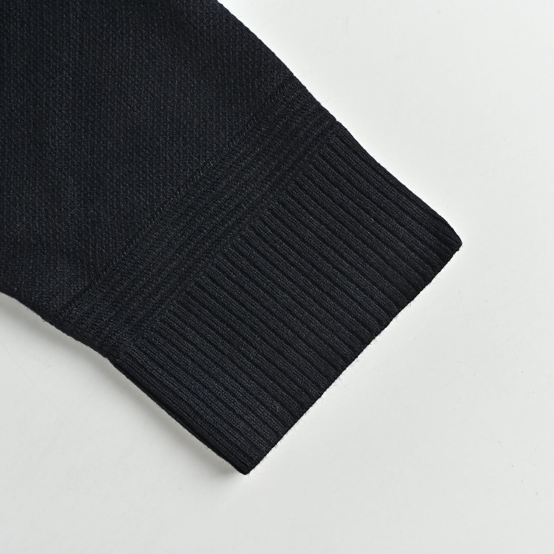 Moncler MC Sleeve Zip Pocket Two-Tone Crew Neck Sweatshirt — Black