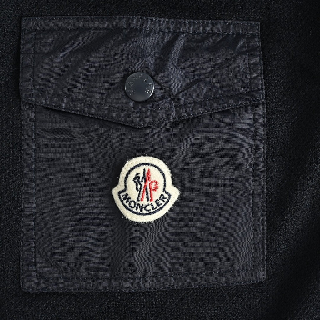 Moncler MC Sleeve Zip Pocket Two-Tone Crew Neck Sweatshirt — Black
