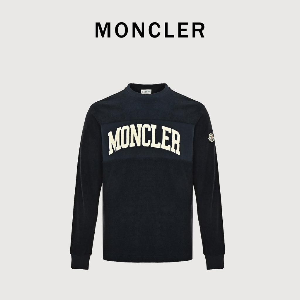 Moncler MC Terry Cloth Flocked Arch Logo Long Sleeve T-Shirt