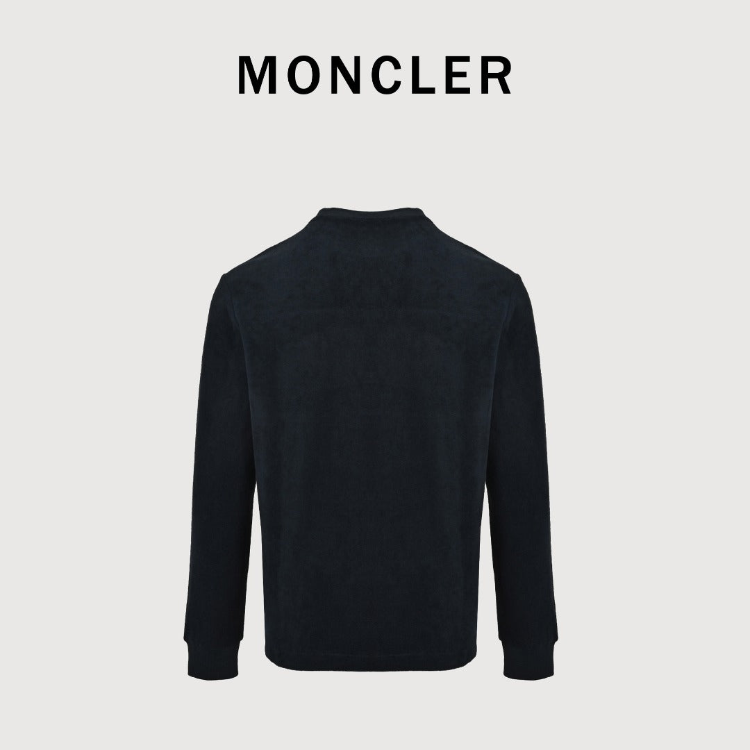 Moncler MC Terry Cloth Flocked Arch Logo Long Sleeve T-Shirt