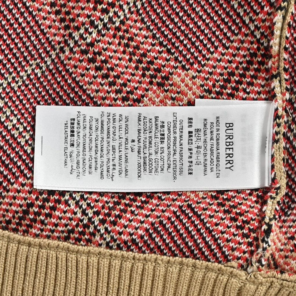 Burberry BBR Oversized Diamond Check Mixed Knit Zip-Up Cardigan Jacket