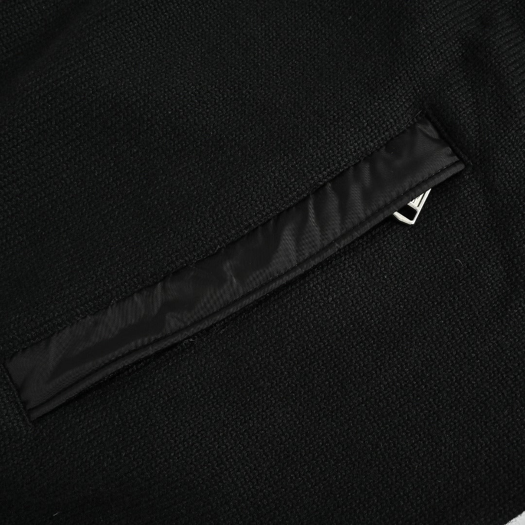 Moncler MC Panelled Nylon Sleeve Zip Pocket Zip-Up Knit Cardigan Jacket