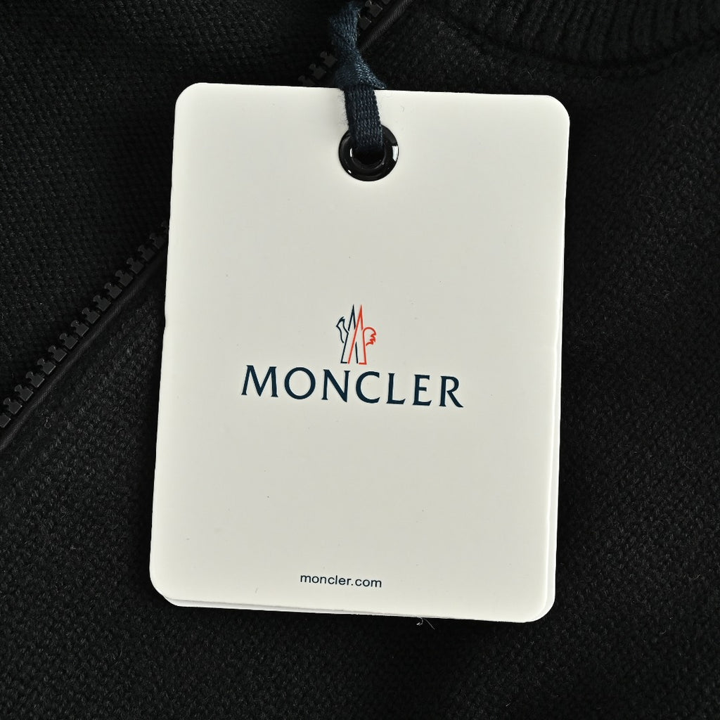 Moncler MC Panelled Nylon Sleeve Zip Pocket Zip-Up Knit Cardigan Jacket