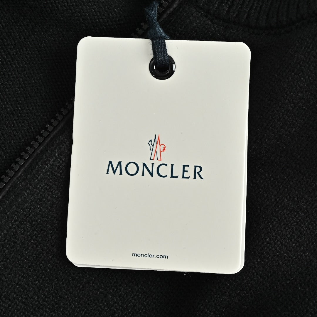 Moncler MC Panelled Nylon Sleeve Zip Pocket Zip-Up Knit Cardigan Jacket