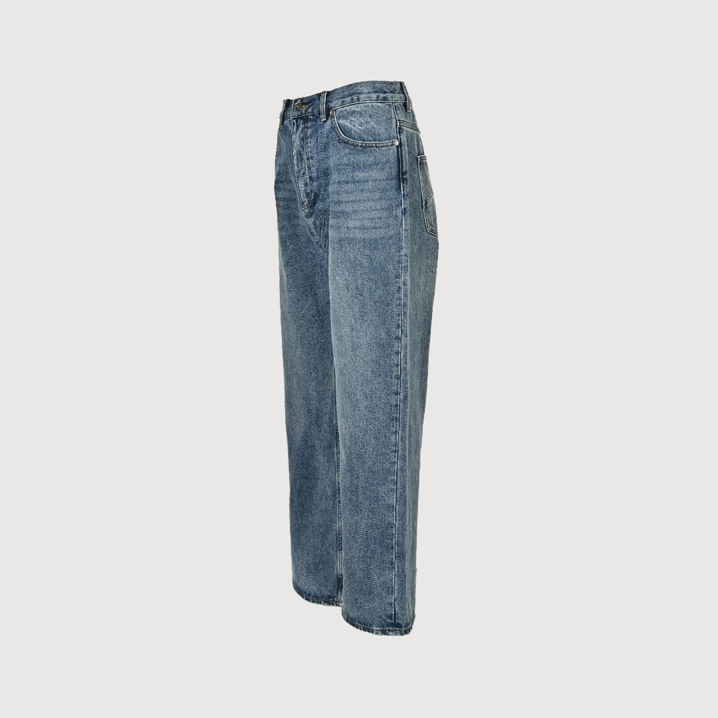 Fendi FD Letter Leather Patch Wide-Leg Denim Jeans