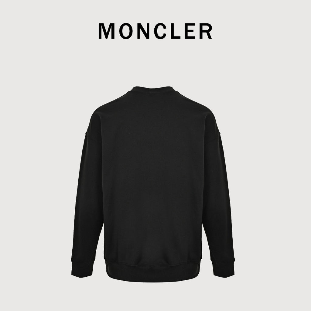 Moncler 26SS Collar Arc Letter Logo Crew Neck Sweatshirt — Black