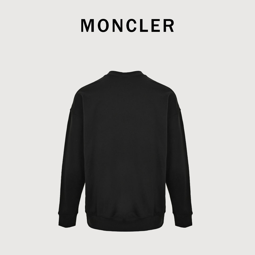 Moncler 26SS Collar Arc Letter Logo Crew Neck Sweatshirt — Black