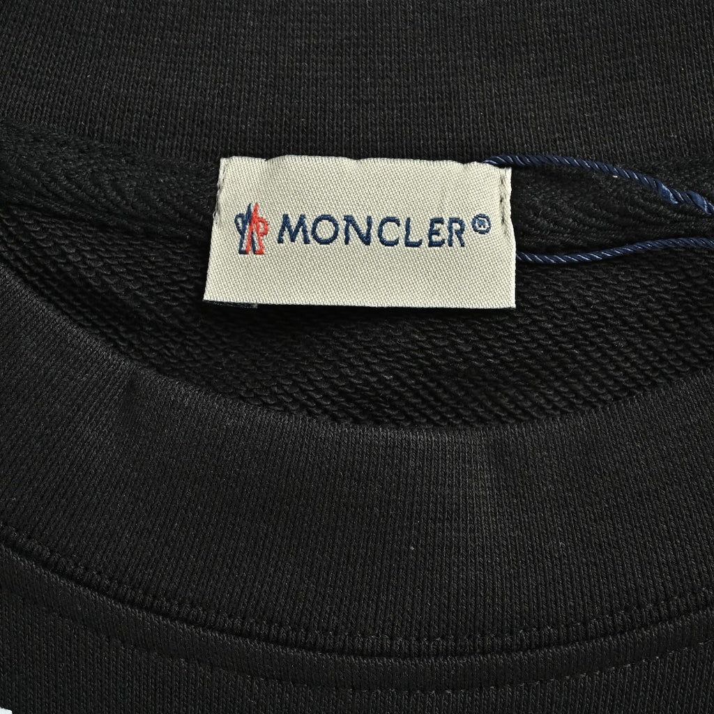 Moncler 26SS Collar Arc Letter Logo Crew Neck Sweatshirt — Black