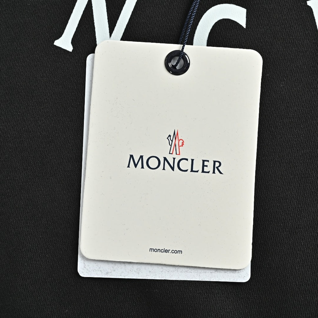 Moncler 26SS Collar Arc Letter Logo Crew Neck Sweatshirt — Black