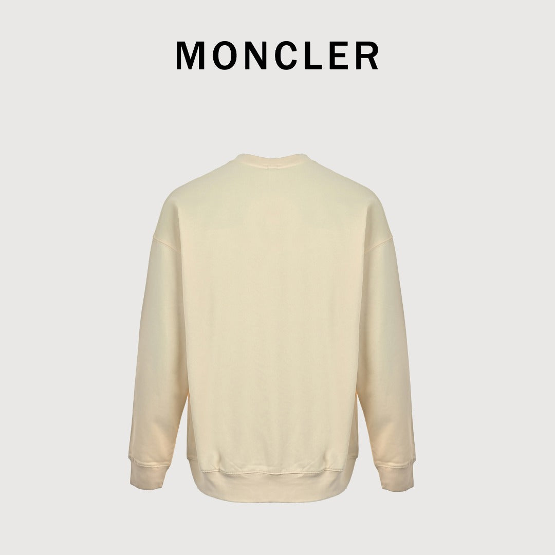 Moncler 26SS Archive Artistic Script Logo Crew Neck Sweatshirt — Ecru