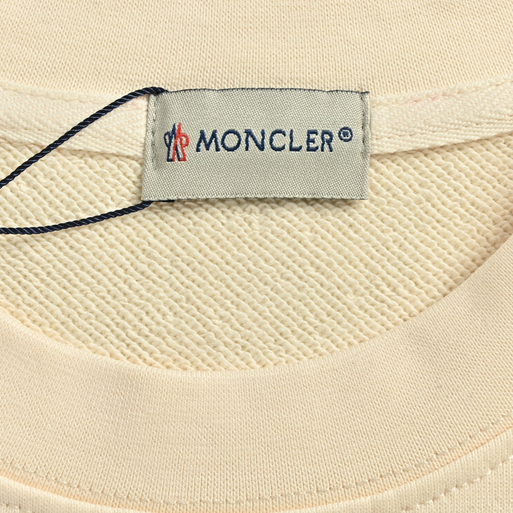 Moncler 26SS Archive Artistic Script Logo Crew Neck Sweatshirt — Ecru