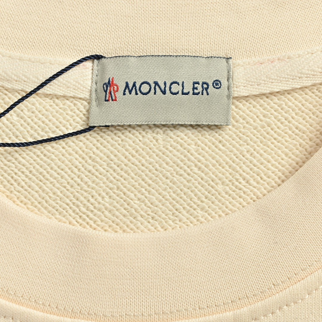 Moncler 26SS Archive Artistic Script Logo Crew Neck Sweatshirt — Ecru
