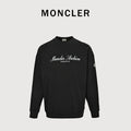 Moncler 26SS Archive Artistic Script Logo Crew Neck Sweatshirt — Black