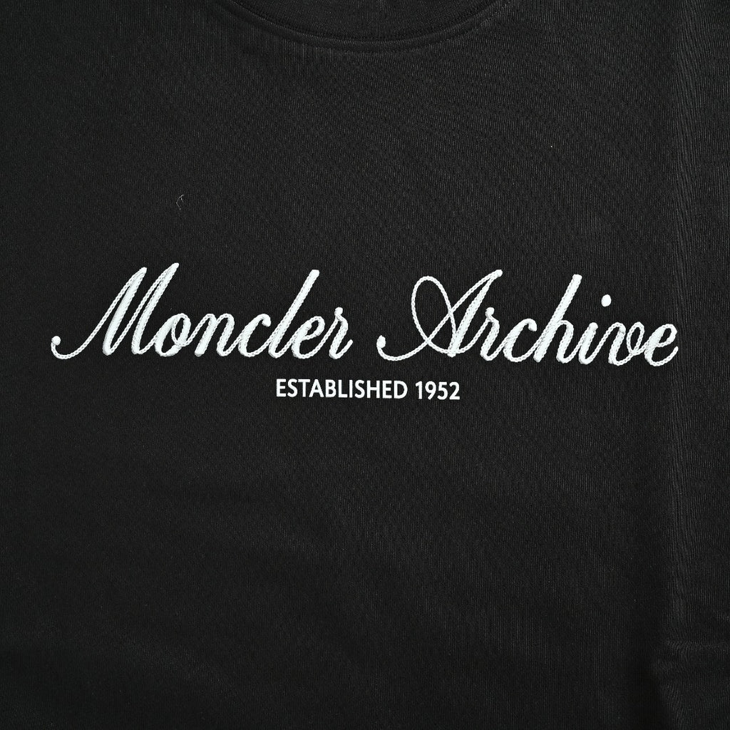Moncler 26SS Archive Artistic Script Logo Crew Neck Sweatshirt — Black