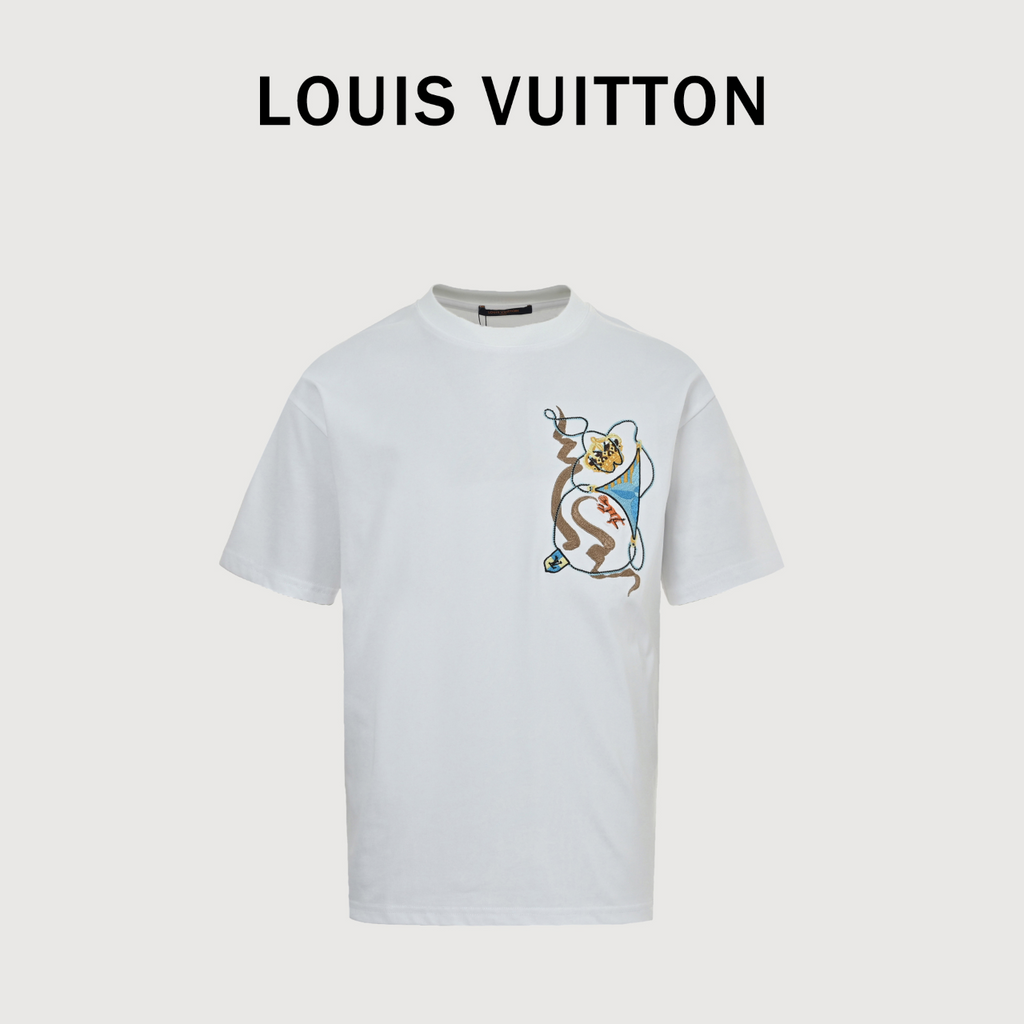 Louis Vuitton 2026SS Crown Embroidery Short Sleeve T-Shirt White