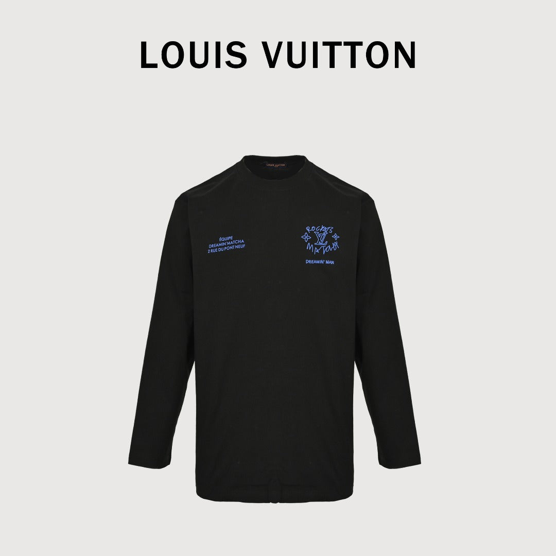 Louis Vuitton 25FW Dreamin' Man Graffiti Slogan Print Long Sleeve T-Shirt Black