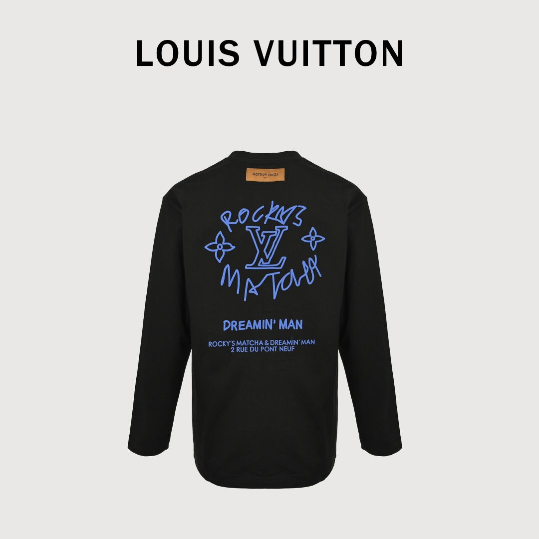 Louis Vuitton 25FW Dreamin' Man Graffiti Slogan Print Long Sleeve T-Shirt Black