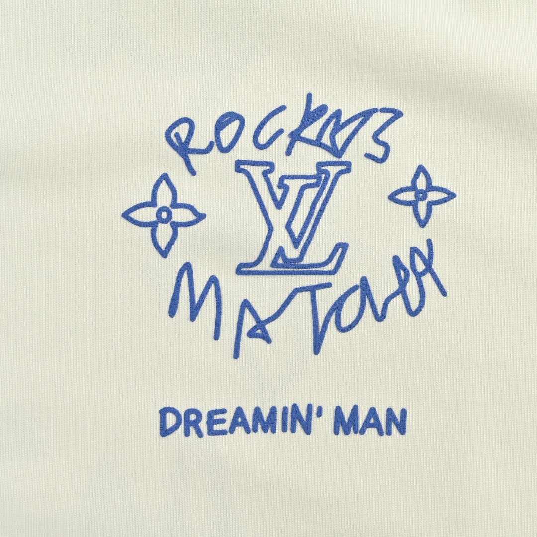 Louis Vuitton 25FW Dreamin' Man Graffiti Slogan Print Long Sleeve T-Shirt White