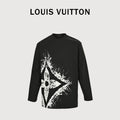 Louis Vuitton 25FW Hem Four-Leaf Clover Ink Splash Print Long Sleeve T-Shirt Black
