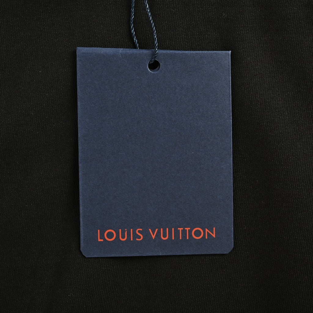 Louis Vuitton 25FW Hem Four-Leaf Clover Ink Splash Print Long Sleeve T-Shirt Black