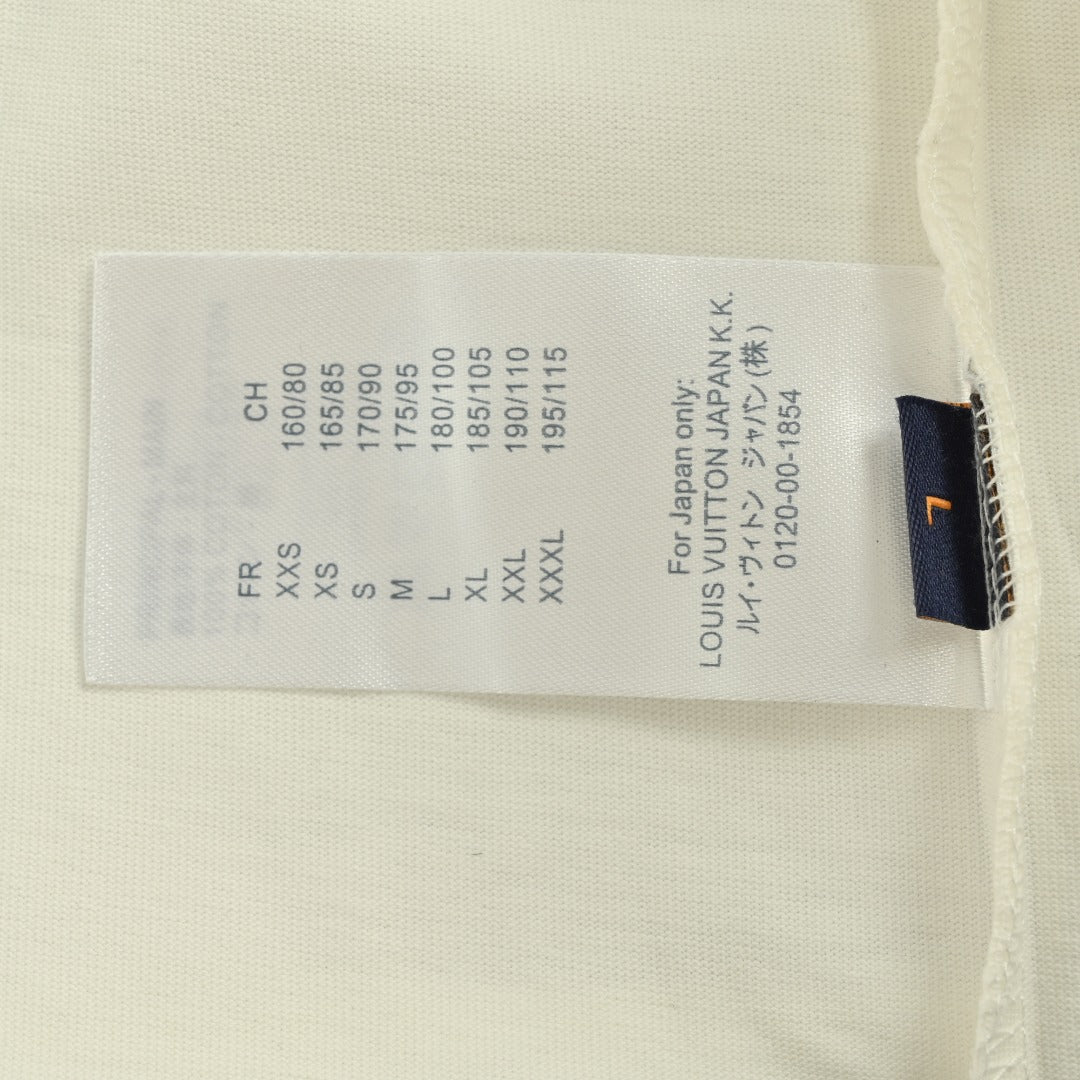 Louis Vuitton 25FW Hem Four-Leaf Clover Ink Splash Print Long Sleeve T-Shirt White