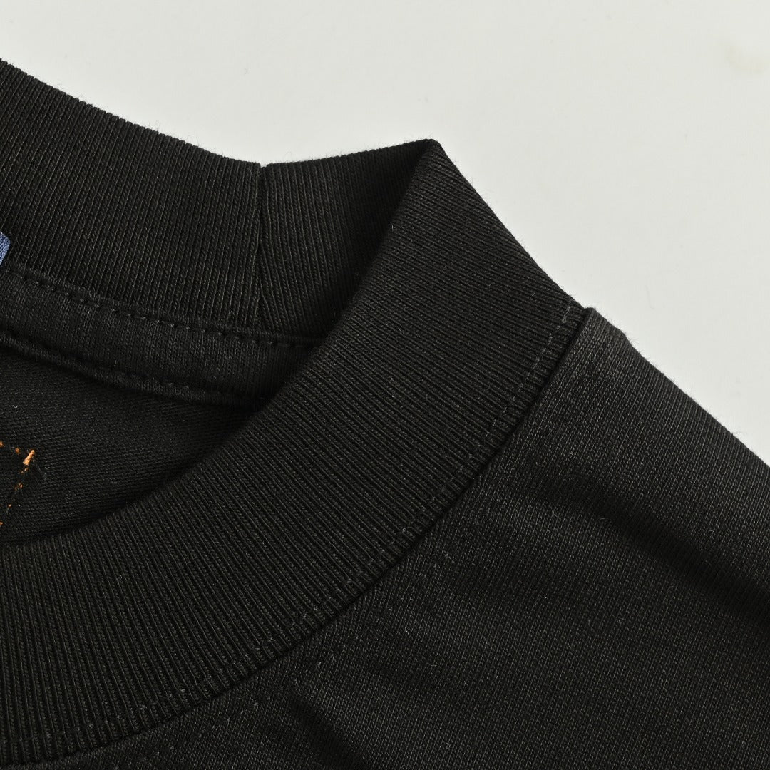 Louis Vuitton 25FW Multicolor Gradient Logo Toothbrush Embroidery Long Sleeve T-Shirt Black