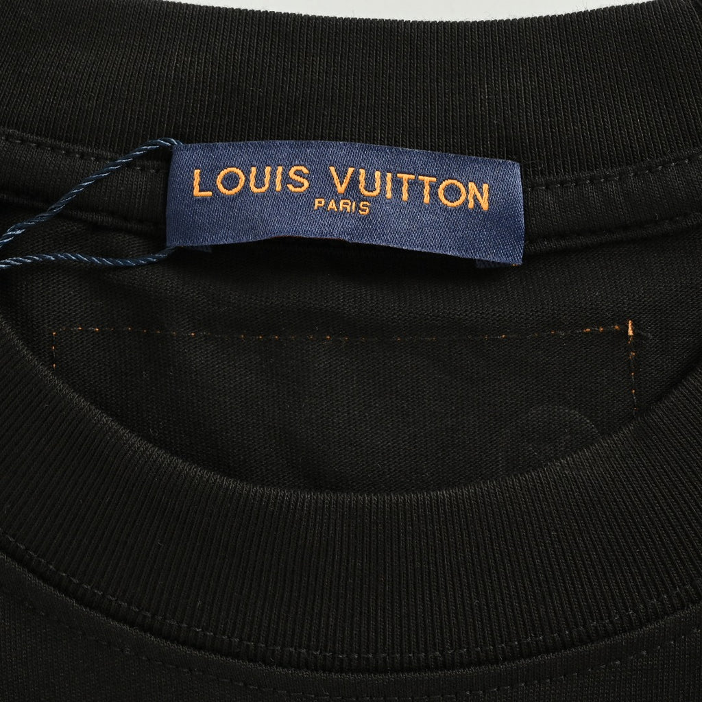 Louis Vuitton 25FW Multicolor Gradient Logo Toothbrush Embroidery Long Sleeve T-Shirt Black