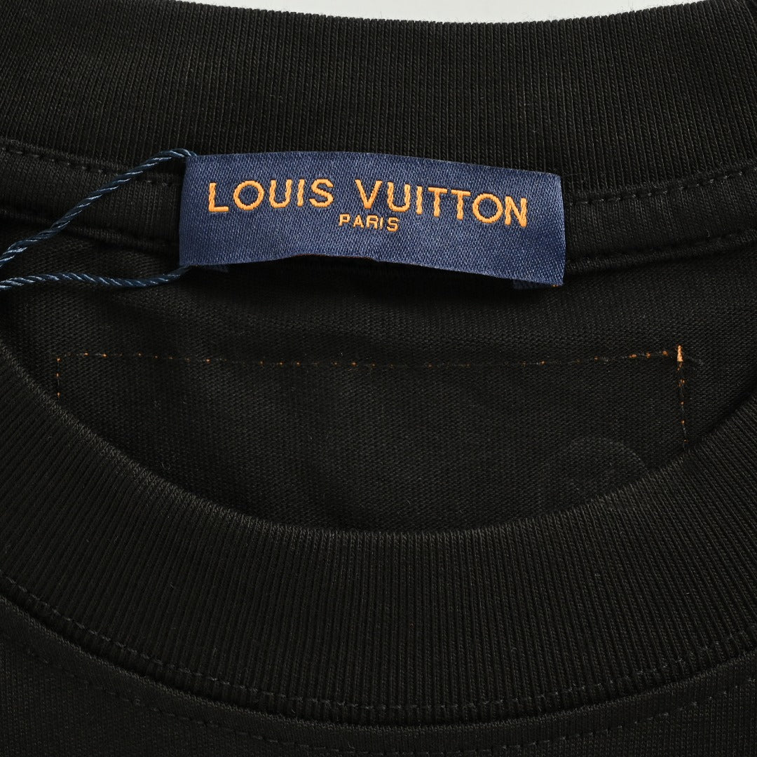 Louis Vuitton 25FW Multicolor Gradient Logo Toothbrush Embroidery Long Sleeve T-Shirt Black