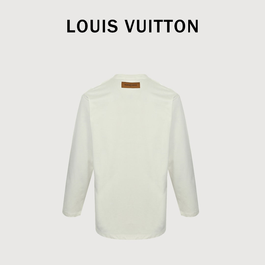 Louis Vuitton 25FW Multicolor Gradient Logo Toothbrush Embroidery Long Sleeve T-Shirt White