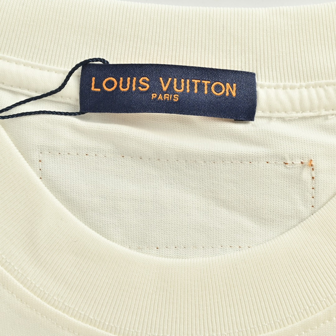 Louis Vuitton 25FW Multicolor Gradient Logo Toothbrush Embroidery Long Sleeve T-Shirt White