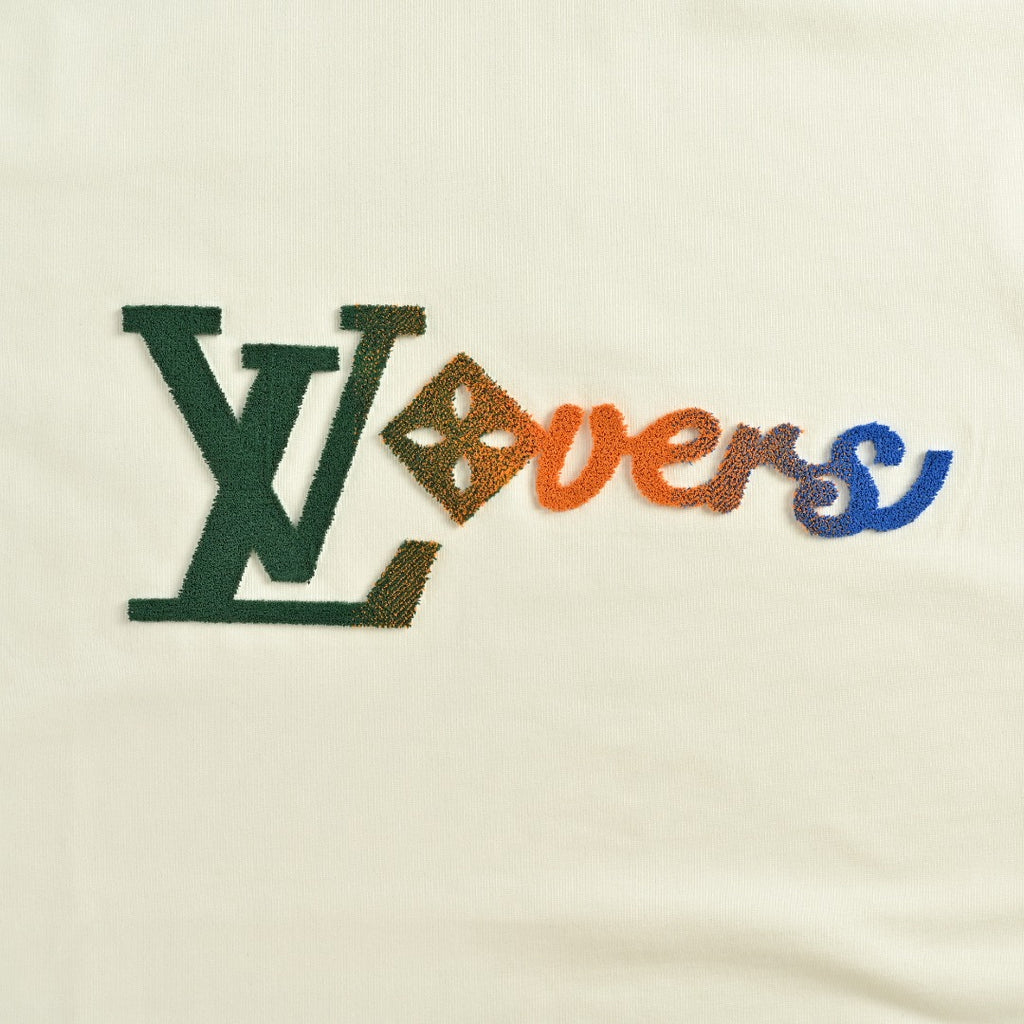 Louis Vuitton 25FW Multicolor Gradient Logo Toothbrush Embroidery Long Sleeve T-Shirt White