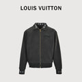Louis Vuitton LV Monogram Jacquard Fleece Stand Collar Jacket Black