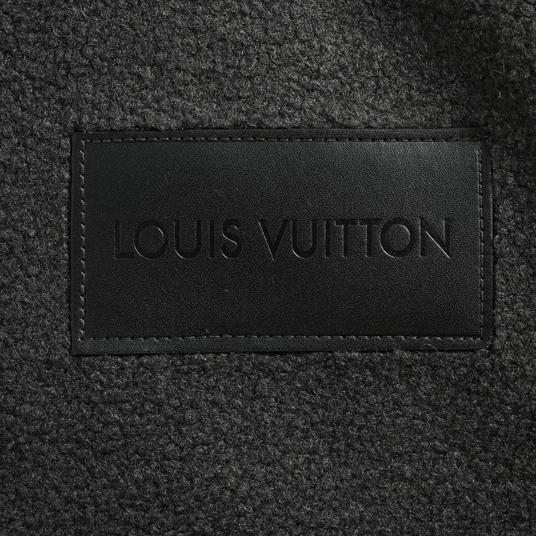 Louis Vuitton LV Monogram Jacquard Fleece Stand Collar Jacket Black