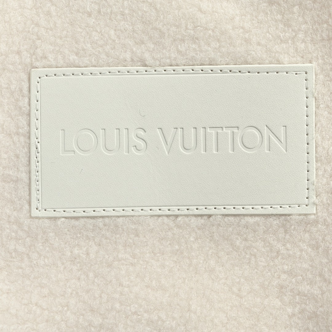 Louis Vuitton LV Monogram Jacquard Fleece Stand Collar Jacket Cream