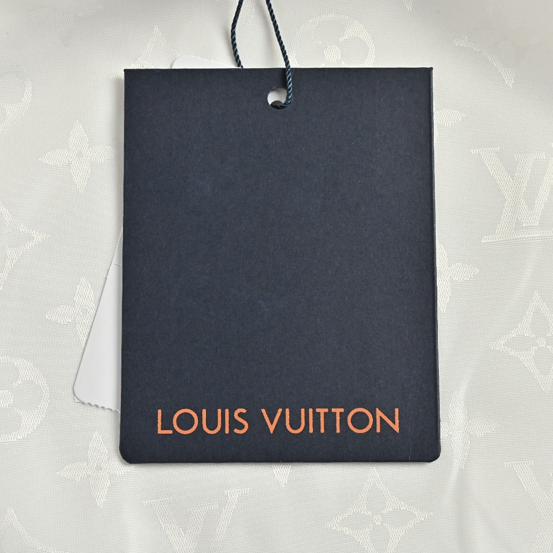 Louis Vuitton LV Monogram Jacquard Fleece Stand Collar Jacket Cream