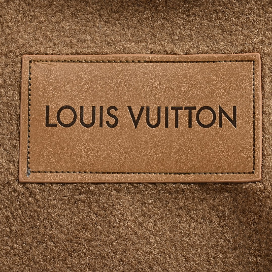 Louis Vuitton LV Monogram Jacquard Fleece Stand Collar Jacket Camel